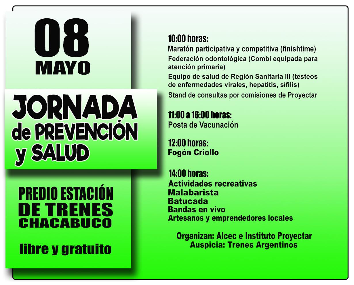 El domingo 8 de mayo "Jornada de PrevenciÃ³n y Salud" en el predio de la estaciÃ³n de Trenes
