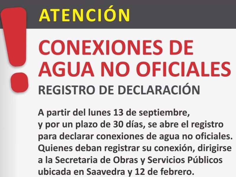 Registro para declarar conexiones de agua no oficiales