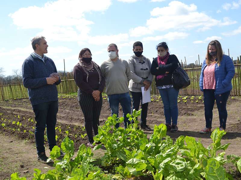 GolÃ­a y Lescano presenciaron la primera cosecha de la huerta "Cosechando Derecho"